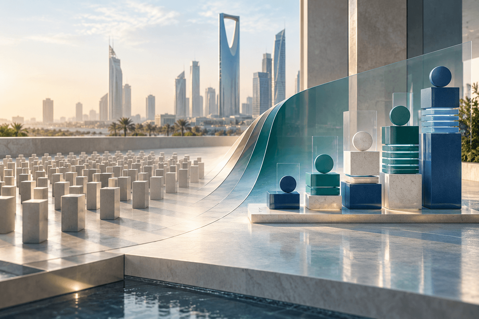 A visual representation of Saudi workforce planning shifting from headcount toward skill levels and professional capability.